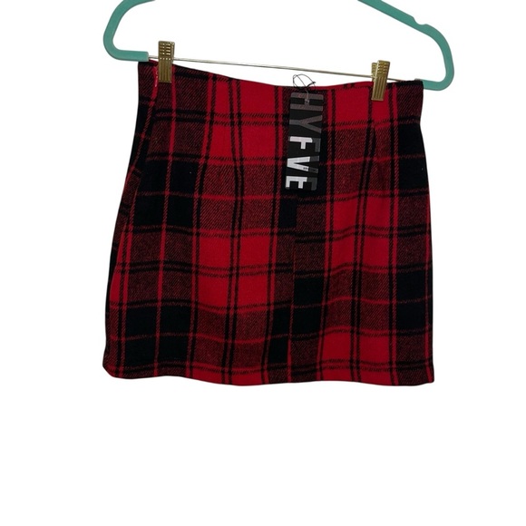 Red black plaid mini skirt school girl  Hyfve new nwt medium M - Picture 2 of 5